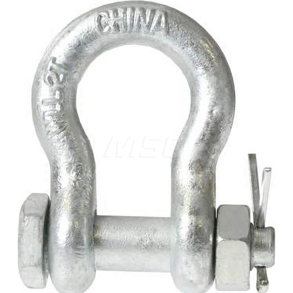 Shackle: Bolt Nut & Cotter Pin Galvanized Steel, 3-1/4″ Pin Dia