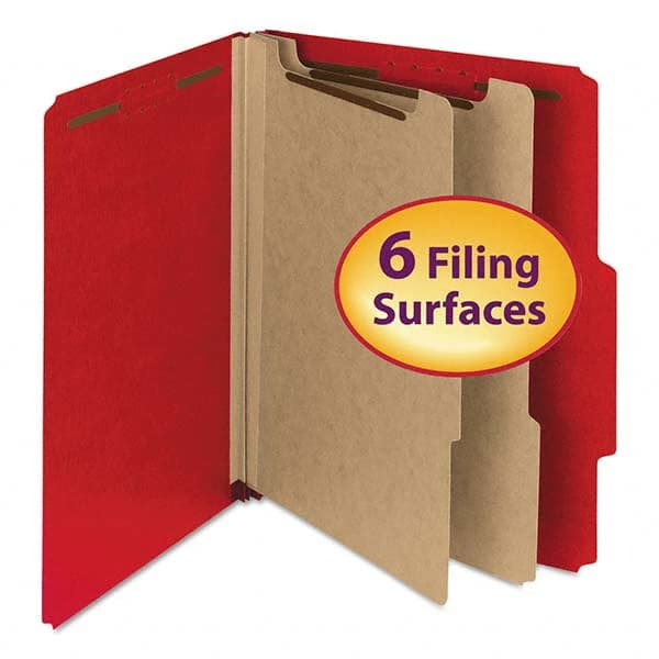 SMEAD - File Folders, Expansion Folders & Hanging Files Folder/File Type: Classification Folders with Tob Tab Fastener Color: Red - Best Tool & Supply