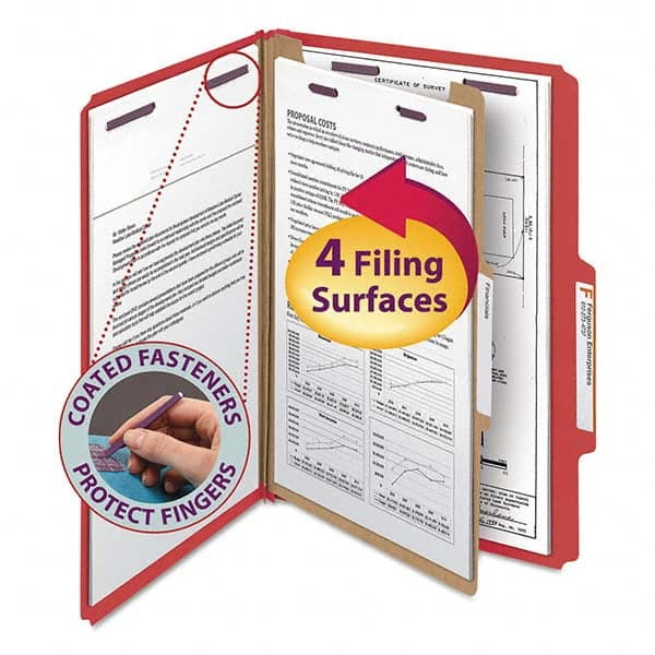 SMEAD - File Folders, Expansion Folders & Hanging Files Folder/File Type: Classification Folders with Tob Tab Fastener Color: Red - Best Tool & Supply