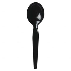 Heavyweight Polystyrene Plastic Cutlery, Soup Spoon, Black, 1000/Carton Black