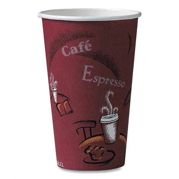 DART - Solo Bistro Design Hot Drink Cups, Paper, 16 oz, Maroon, 1000/Carton - Best Tool & Supply