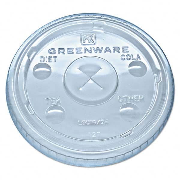 Fabri-Kal - Greenware Cold Drink Lids, Fits 16-18, 24 oz Cups, X-Slot, Clear, 1000/Carton - Best Tool & Supply