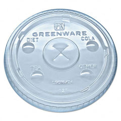 Fabri-Kal - Greenware Cold Drink Lids, Fits 16-18, 24 oz Cups, X-Slot, Clear, 1000/Carton - Best Tool & Supply