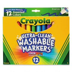 Crayola - Markers & Paintsticks Type: Washable Marker Color: Black; Blue; Blue Lagoon; Brown; Gray; Pink; Green; Orange; Red; Sandy Tan; Violet; Yellow - Best Tool & Supply