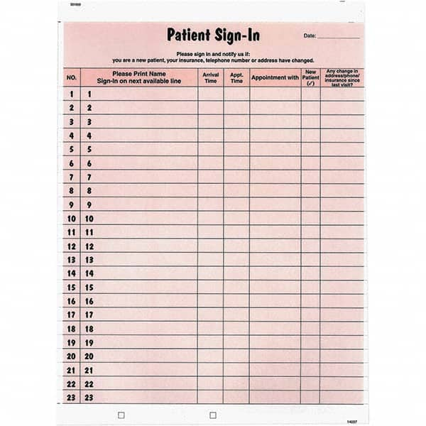 Tabbies - Note Pads, Writing Pads & Notebooks Writing Pads & Notebook Type: Sign-In Label Form Size: 8-1/2 x 11-5/8 - Best Tool & Supply