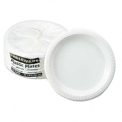 Tablemate Products - Plastic Dinnerware, Plates, 10-1/4" Diam, White, 125/Pack - Best Tool & Supply