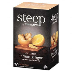 Bigelow - Coffee, Tea & Accessories Breakroom Accessory Type: Tea Bags Breakroom Accessory Description: Steep Tea, Lemon Ginger, 1.6 oz Tea Bag, 20/Box - Best Tool & Supply