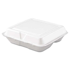 DART - Carryout Food Container, Foam, 3-Comp, White, 8 x 7 1/2 x 2 3/10, 200/Carton - Best Tool & Supply