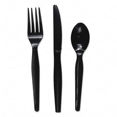 Boardwalk - Three-Piece Cutlery Kit, Fork/Knife/Teaspoon, Heavyweight, Black, 250/Carton - Best Tool & Supply