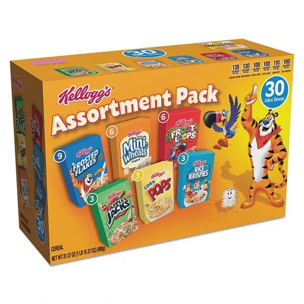 Kellogg's - Snacks, Cookies, Candy & Gum Breakroom Accessory Type: Cereal Breakroom Accessory Description: Breakfast Cereal Mini Boxes, Assorted, 2.39 oz Box, 30/Carton - Best Tool & Supply