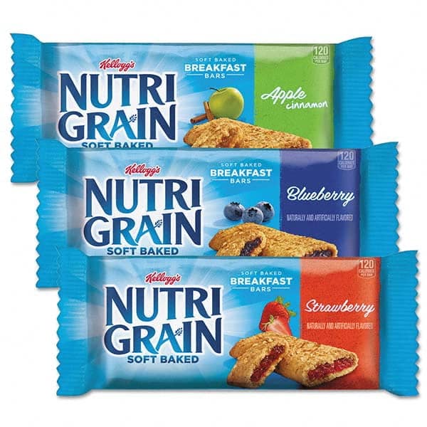 Kellogg's - Snacks, Cookies, Candy & Gum Breakroom Accessory Type: Cereal Bar Breakroom Accessory Description: Nutri-Grain Cereal Bars, Asstd: Apple, Blueberry, Strawberry, 1.3oz Bar, 48/Ctn - Best Tool & Supply