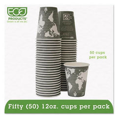 ECO PRODUCTS - World Art Renewable/Compostable Hot Cups, 12 oz, Gray, 50/Pack - Best Tool & Supply