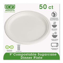 ECO PRODUCTS - Renewable & Compostable Sugarcane Plates, 9", 50/PK - Best Tool & Supply