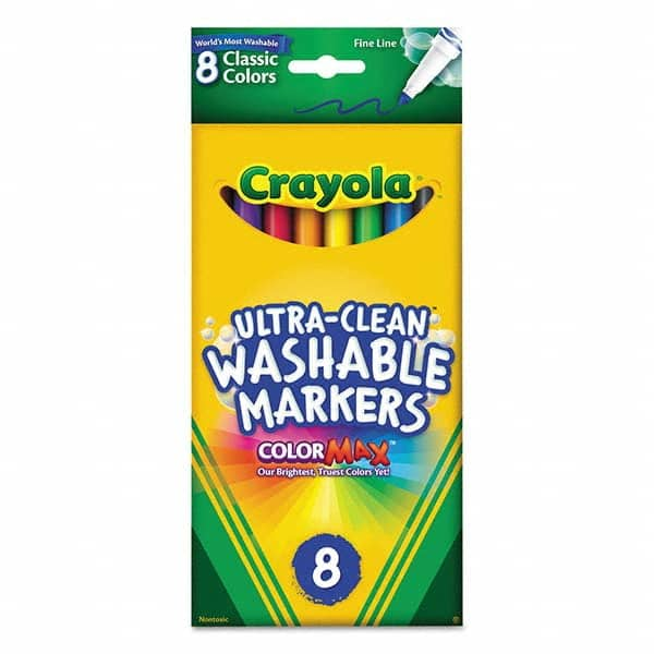 Crayola - Markers & Paintsticks Type: Washable Marker Color: Black; Blue; Brown; Green; Orange; Red; Violet; Yellow - Best Tool & Supply