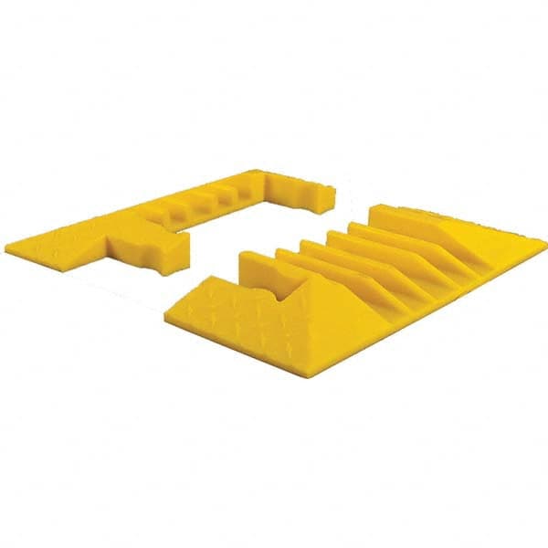 Checkers - 1 2-Piece 5 8' OAL 1-1/4 Max Cable Diam Yellow On Floor Cable Cover - Best Tool & Supply