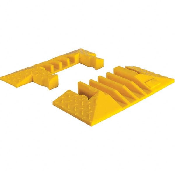 Checkers - 1 2-Piece 4-Channel 8' OAL 1-1/4 Max Cable Diam Yellow On Floor Cable Cover - Best Tool & Supply