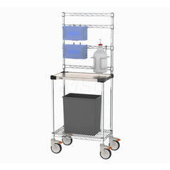 Sanitizer Station Utility Cart: Stainless Steel, Silver Swivel