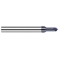 Chamfer Mill: 2 Flutes, Solid Carbide 2-1/2″ OAL, 1/8″ Shank Dia, AlTiN Coated