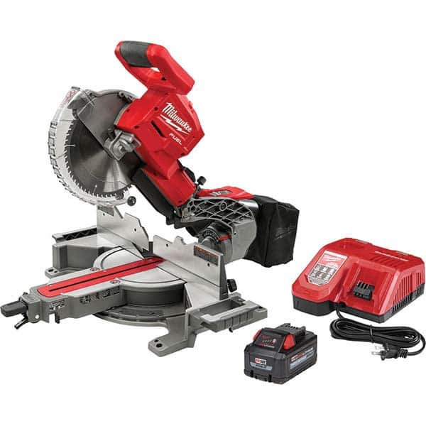 18V 10″ 8 Amp Double Bevel Sliding Miter Saw 45&deg (Left) 45&deg (Right) Max, 400 RPM, 5/8″ Arbor