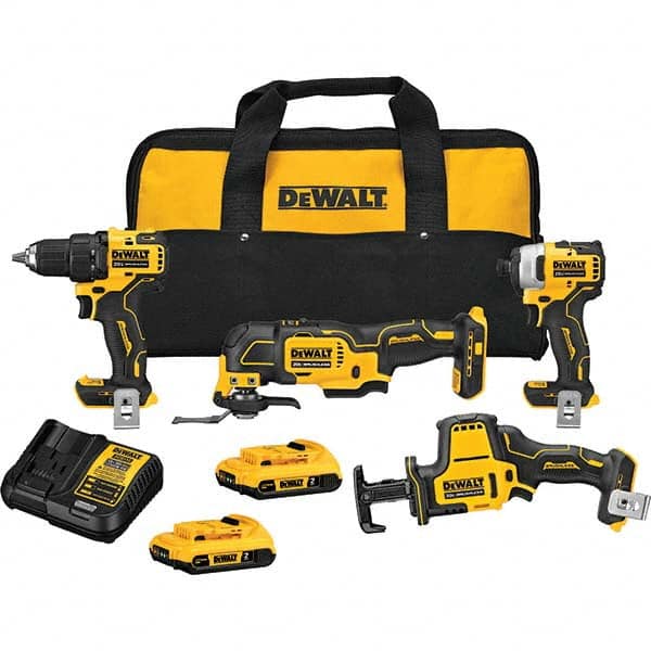 DeWALT - Cordless Tool Combination Kits Voltage: 20 Tools: 1/2" Drill/Driver; 1/4" Impact Driver; Reciprocating Saw; Oscillating Multi-Tool - Best Tool & Supply