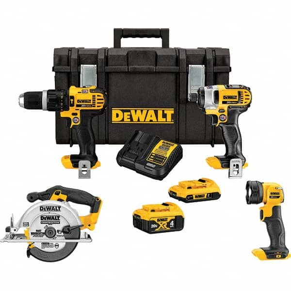 DeWALT - Cordless Tool Combination Kits Voltage: 20 Tools: Hammer Drill; 1/4" Impact Driver; 6-1/2" Circular Saw; Work Light - Best Tool & Supply