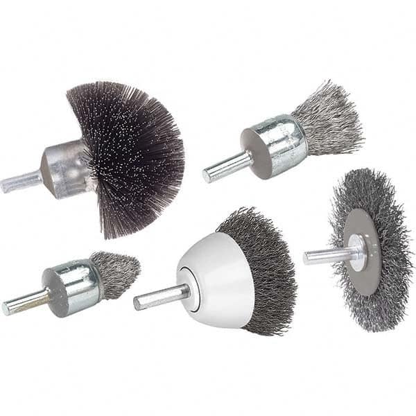 WALTER Surface Technologies - 3" OD, 1/4" Arbor Hole, Crimped Steel Wheel Brush - Best Tool & Supply