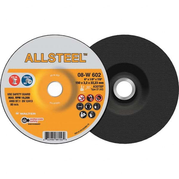 WALTER Surface Technologies - Depressed-Center Wheels Wheel Diameter (Inch): 6 Wheel Thickness (Inch): 1/8 - Best Tool & Supply