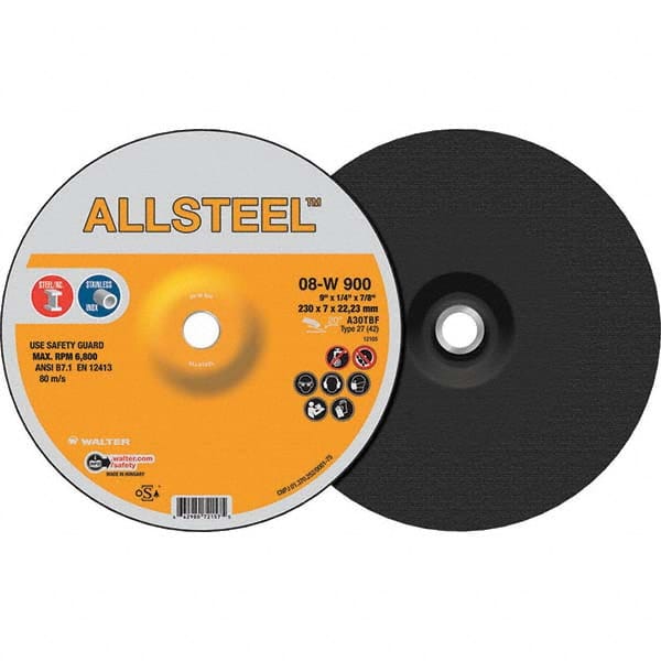 WALTER Surface Technologies - Depressed-Center Wheels Wheel Diameter (Inch): 9 Wheel Thickness (Inch): 1/4 - Best Tool & Supply