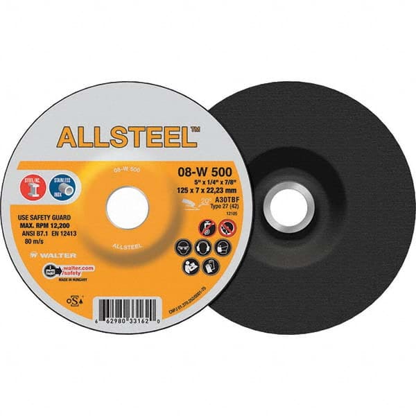 WALTER Surface Technologies - Depressed-Center Wheels Wheel Diameter (Inch): 5 Wheel Thickness (Inch): 1/4 - Best Tool & Supply