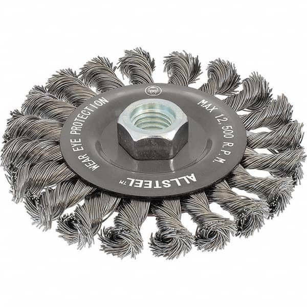 WALTER Surface Technologies - 6" OD, 5/8-11 Arbor Hole, Knotted Steel Wheel Brush - Best Tool & Supply