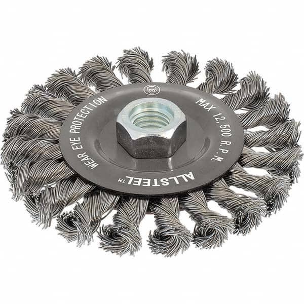 WALTER Surface Technologies - 4-1/2" OD, 5/8-11 Arbor Hole, Knotted Steel Wheel Brush - Best Tool & Supply