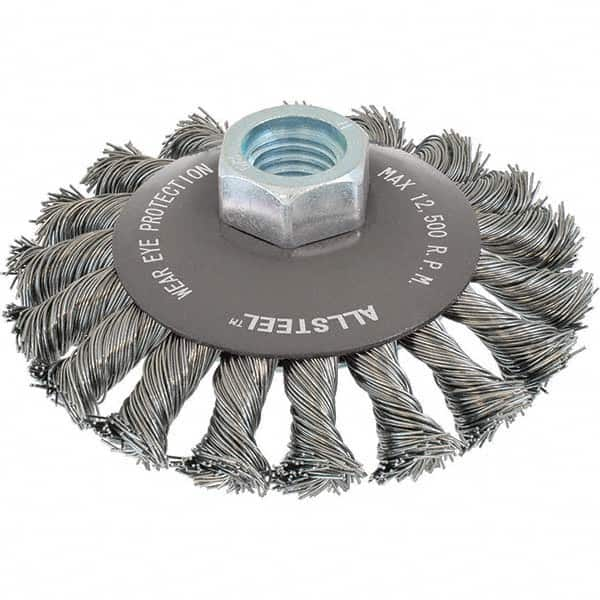 WALTER Surface Technologies - 5" OD, 5/8-11 Arbor Hole, Knotted Steel Wheel Brush - Best Tool & Supply