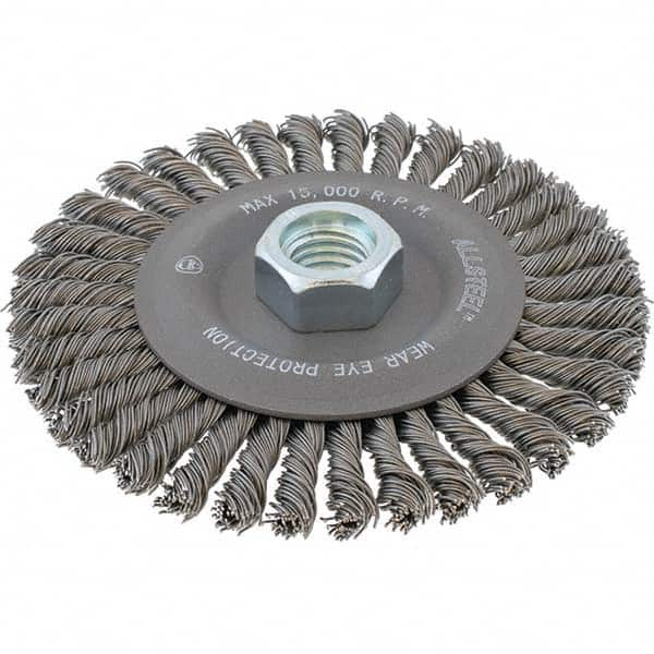 WALTER Surface Technologies - 4-1/2" OD, 5/8-11 Arbor Hole, Stringer Bead Steel Wheel Brush - Best Tool & Supply