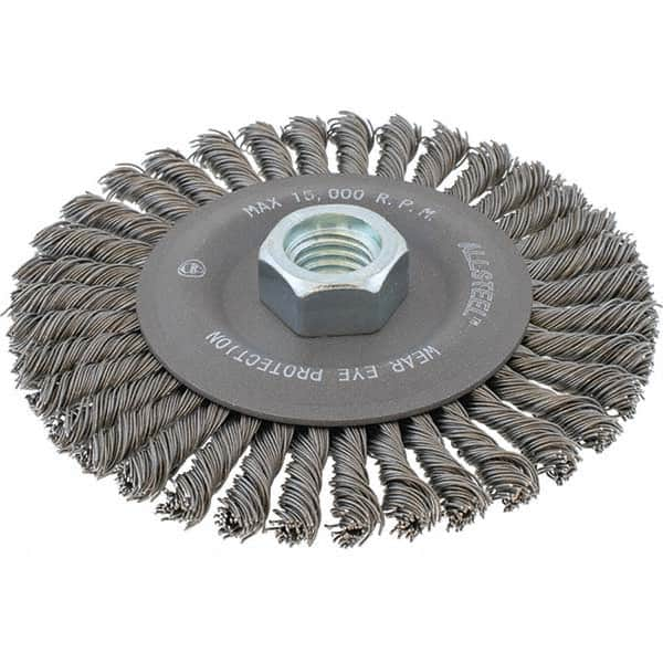 WALTER Surface Technologies - 5" OD, 5/8-11 Arbor Hole, Stringer Bead Steel Wheel Brush - Best Tool & Supply