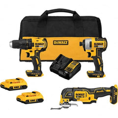 DeWALT - Cordless Tool Combination Kits Voltage: 20 Tools: Brushless 1/2" Cordless Drill/Driver; Brushless 1/4" Cordless Impact Driver; Brushless 3-Speed Cordless Oscillating Multi-Tool - Best Tool & Supply