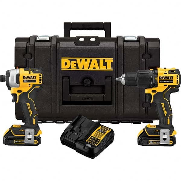 DeWALT - Cordless Tool Combination Kits Voltage: 20 Tools: Brushless 1/2" Compact Hammer Drill/Driver; Brushless 1/4 Impact Driver - Best Tool & Supply