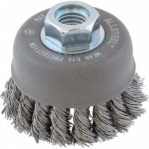 WALTER Surface Technologies - 3" Diam 5/8-11 Threaded Arbor Steel Fill Cup Brush - Best Tool & Supply