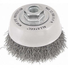 WALTER Surface Technologies - 3" Diam 5/8-11 Threaded Arbor Stainless Steel Fill Cup Brush - Best Tool & Supply