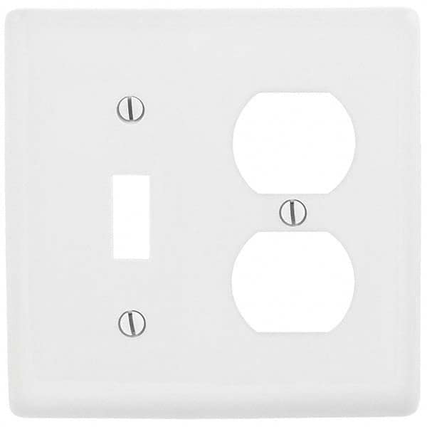 Wall Plates; Wall Plate Type: Combination Wall Plates; Wall Plate Configuration: One Toggle Switch/One Duplex Outlet; Shape: Rectangle; Wall Plate Size: Standard; Number of Gangs: 2; Overall Length (mm): 4.6300 in; Overall Length (Inch): 4.6300; Overall W