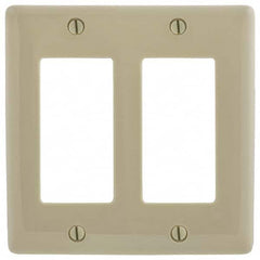 Wall Plates; Wall Plate Type: Outlet Wall Plates; Color: Ivory; Wall Plate Configuration: GFCI/Surge Receptacle; Material: Thermoplastic; Shape: Rectangle; Wall Plate Size: Standard; Number of Gangs: 2; Overall Length (Inch): 4.6300; Overall Width (Decima