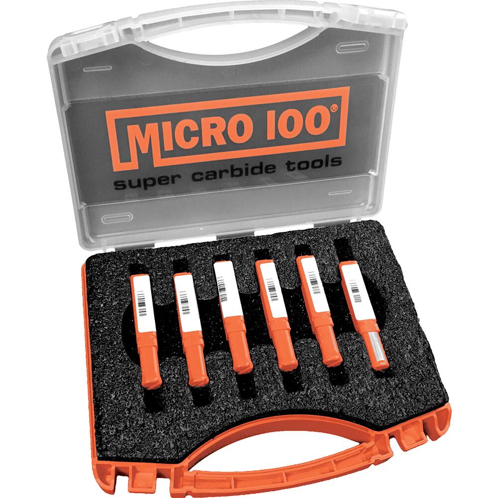 Micro 100 - Single Point Threading Tool Sets; Thread Type: Internal ; Material: Solid Carbide ; Profile Angle: 60 ; Minimum Threading Diameter (Decimal Inch): 0.18 ; Maximum Threading Diameter (Decimal Inch): 0.36 ; Maximum Cutting Depth (Decimal Inch): - Exact Industrial Supply