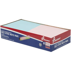 Ability One - Note Pads, Writing Pads & Notebooks; Writing Pads & Notebook Type: Self-Stick Notes ; Size: 3" x 3" ; Number of Sheets: 100 ; Color: Pink; Yellow; Blue; Green ; Style of Rule: Unruled - Exact Industrial Supply