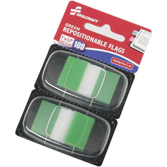 Ability One - Self-Stick Page Flags; Style: Flag ; Color: Green ; Size: 1 x 1-3/4 - Exact Industrial Supply