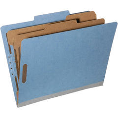 Ability One - File Folders, Expansion Folders & Hanging Files; Folder/File Type: Classification Folders with Tob Tab Fastener ; Color: Blue ; Index Tabs: Yes ; Tab Cut Location: 2/5? ; File Size: Letter ; Box Quantity: 10 - Exact Industrial Supply