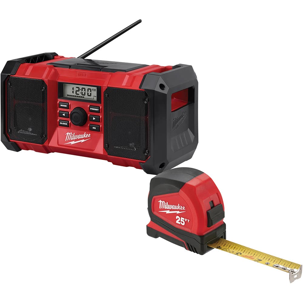 Milwaukee Tool - Job Site Radios; Type: Cordless Jobsite Radio ; Height (Decimal Inch): 8.230000 ; Width (Decimal Inch): 8.2300 ; Depth (Decimal Inch): 16.7300 ; Power: Battery ; Display Type: Backlit LCD - Exact Industrial Supply