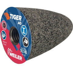 Weiler - Cones & Plugs; Head Thickness (Inch): 3.00 ; Abrasive Material: Aluminum Oxide ; Grit: 24 ; Grade: Coarse ; Wheel Type Number Code: 16 ; Arbor Hole Thread Size: 5/8-11 - Exact Industrial Supply