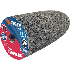 Weiler - Cones & Plugs; Head Thickness (Inch): 3.00 ; Abrasive Material: Aluminum Oxide ; Grit: 24 ; Grade: Coarse ; Wheel Type Number Code: 16 ; Arbor Hole Thread Size: 3/8-24 - Exact Industrial Supply