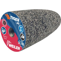 Weiler - Cones & Plugs; Head Thickness (Inch): 2.50 ; Abrasive Material: Aluminum Oxide ; Grit: 24 ; Grade: Coarse ; Wheel Type Number Code: 16 ; Arbor Hole Thread Size: 3/8-24 - Exact Industrial Supply