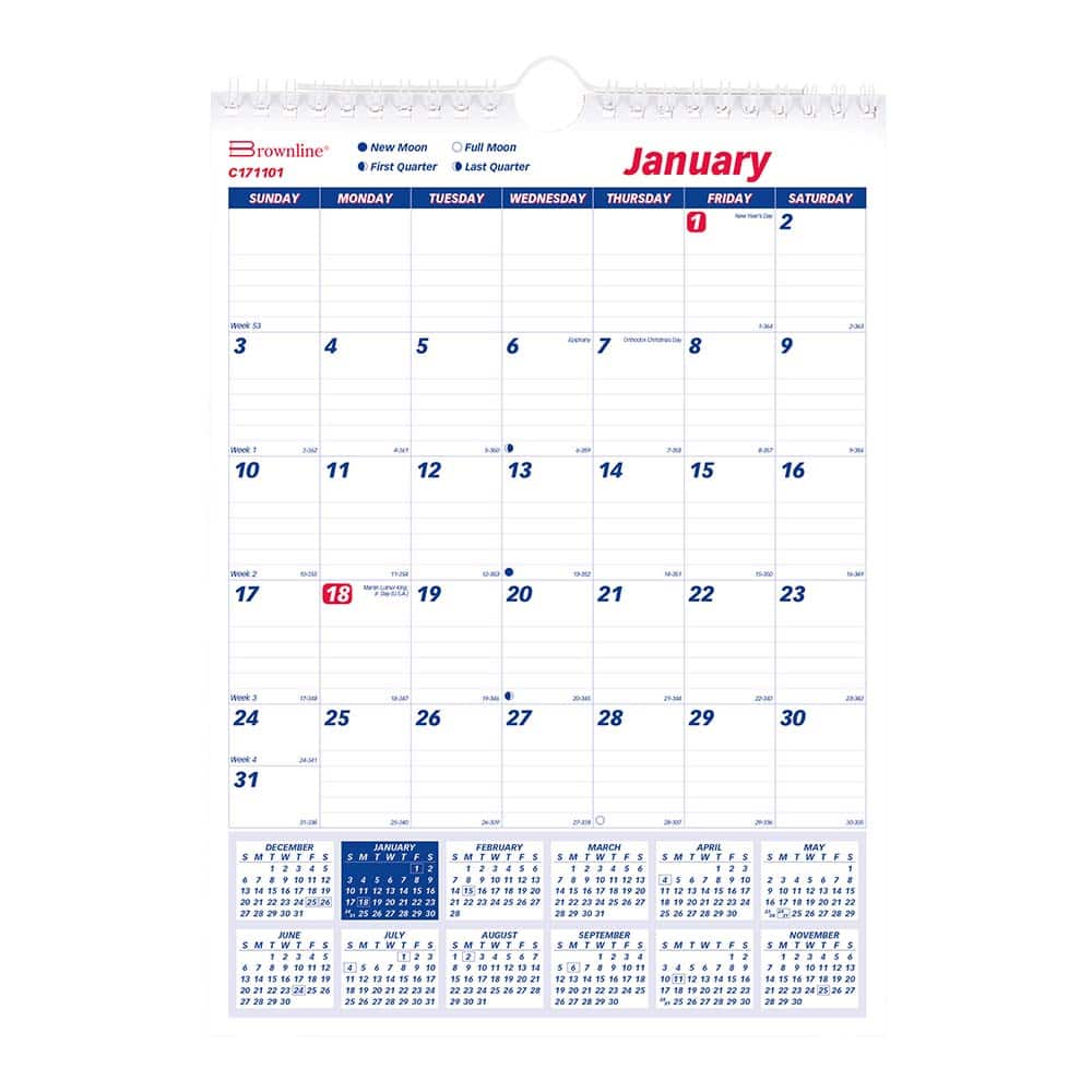 Brownline - Note Pads, Writing Pads & Notebooks Writing Pads & Notebook Type: Wall Calendar Size: 8 x 11 - Best Tool & Supply