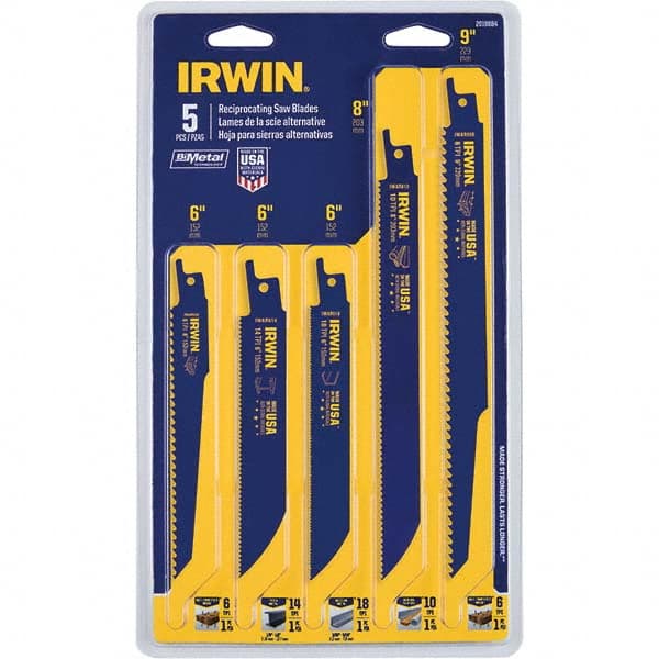 Irwin - Reciprocating Saw Blade Sets Blade Material: Bi-Metal Minimum Blade Length (Inch): 6 - Best Tool & Supply